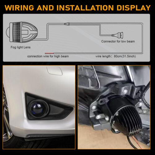 2X 2.0inch Bi-LED Fog Light Projector Lens Hi/Lo For Toyota Corolla Yaris Hilux - Picture 11 of 13