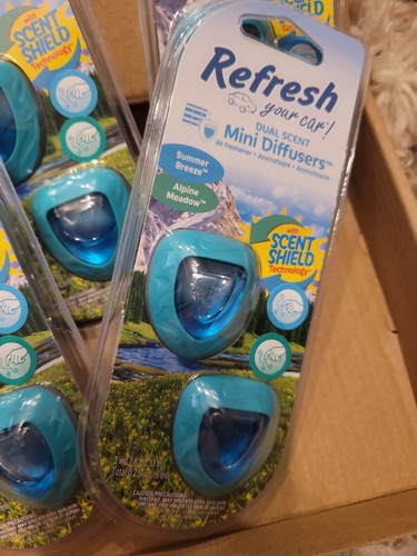 4 lots Refresh Your Car! Dual Scent Mini Diffusers, Summer Breeze Alpine Meadow - Picture 2 of 3