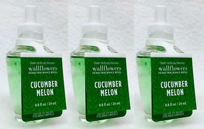 3 Bath Body Works CUCUMBER MELON Wallflower Home Scent Oil Refill Bulb
