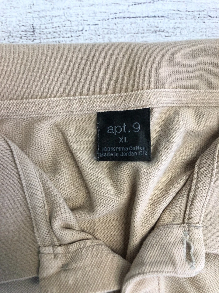 apt. 9 Polo Hombre Extra Grande 100% Algodón Pima Beige Cuello Tejido Diario Foto 2 de 4