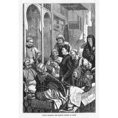 ÄGYPTEN Lesung der Königinnenrede in Kairo - antiker Druck 1878