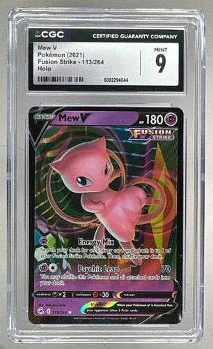 6082294044 Mew V 2021 Pokemon Sword & Shield Fusion Strike #113/264 CGC 9