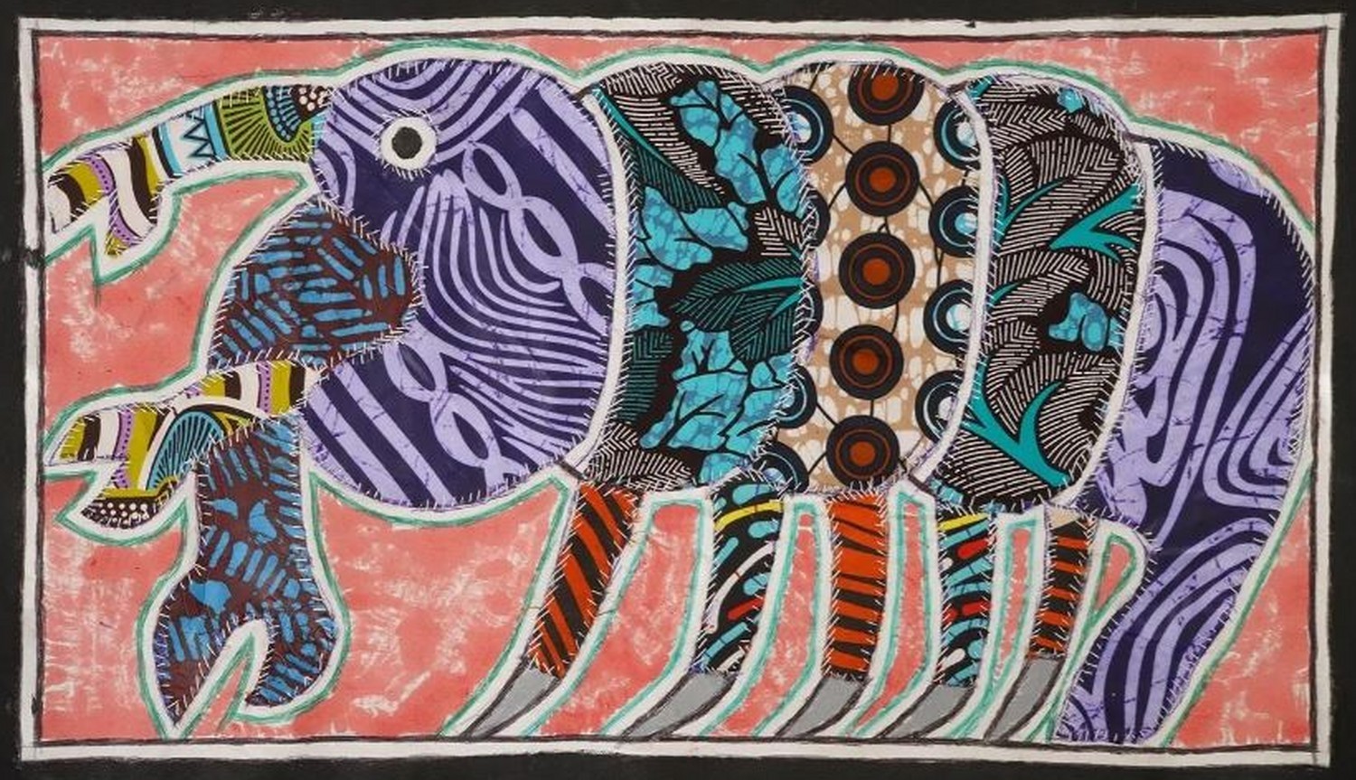 Nigerian artist kayode buraimoh - signed mixed media on fabric - titled & dated