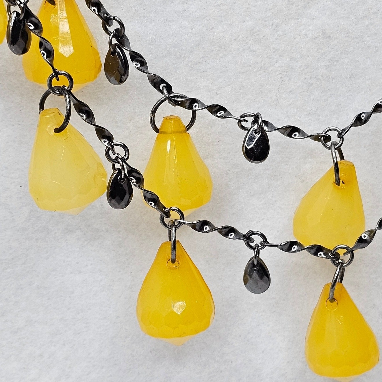 Lemon Drop Yellow Statement Necklace Faceted Dang… - image 5
