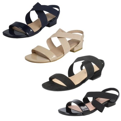Damen Spot On Slip On Kreuzriemen Niedriger Absatz Smarte Sandalen ''F1R2082''