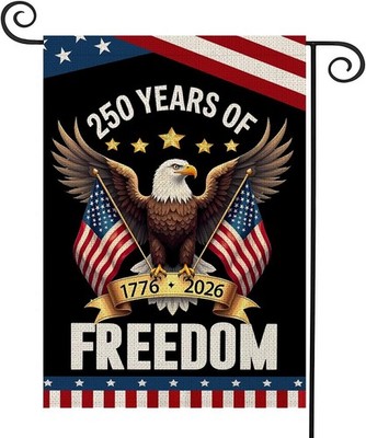 250 Years Anniversary Garden Flag USA Patriotic Banner Double Sided Eagle Design