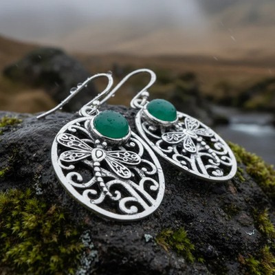 Libelle Ohrringe Damen Insekt Boho Natur Ohrhänger 925