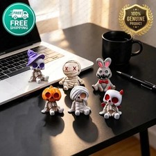 6pcs Halloween Skeleton Mummy Figurines Resin Mini Statues DIYCar Decor Same Day