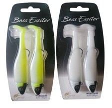 2X - Power Cast Bass Exciter Weedless Soft Bodied Lure, 9cm, 20gm (2 Wht, 2 Grn)