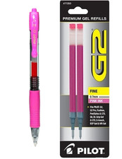 Pilot G2 Pink Gel Retractable Pen Plus refill 0.7mm Fine Point Office School