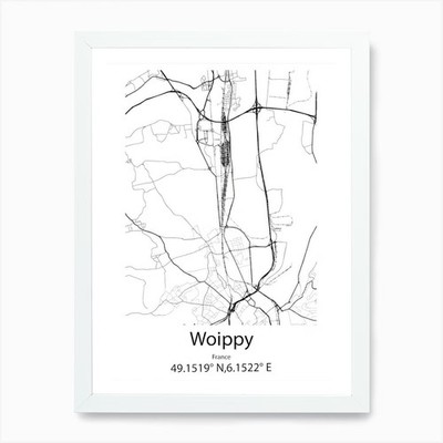 Woippy,France Minimalist Map Art Pr Framed Wall Art Poster Canvas Print Picture