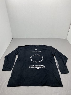 Vans Shirt Mens Large Black Worldwide Checkerboard Graphic Long Sleeve Tee