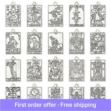 40pcs Tibetan Tarot Card Charms Mratal Rectangle Amulet Sun Pendants for DIY