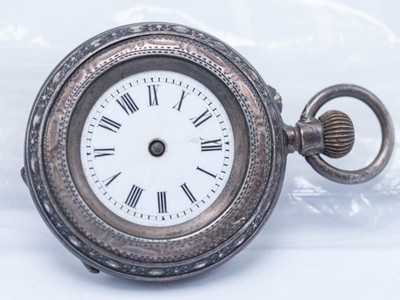 1870s/80s L Jacot Locle Swiss Half Hunter Pocket Watch  - Silver Case - 33mm