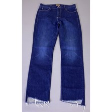 MOTHER The Mid Rise Dazzler Ankle Step Fray Jeans Size 28 Dark Blue Off Limits