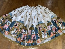 Vtg Colonial Paul revere Town 50s pinup rockabilly circle skirt Novelty Scene