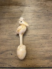 Vintage 1950 Plakie Celluloid Hard Plastic Stork On Egg Baby Rattle Nursery 5In