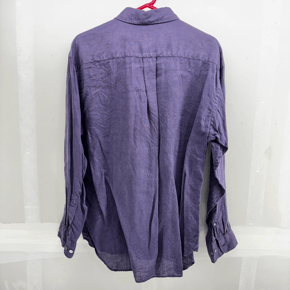Camisa Banana Republic Para Hombres Irlandesa Lino Púrpura Abotonada Para Hombres Mediana Usada en Excelente Condición Foto 3 de 4