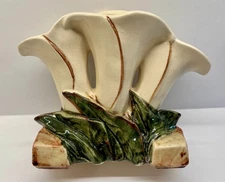 Vintage McCoy Pottery Triple Calla Lily Design Floral Planter Vase 7" Tall