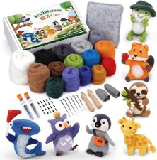 Needle Felting Starter Kit, 7 Cute Buddy Wool Felting Kit, Animal Felt Kit fo...