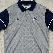 Penn State Nittany Lions Nike Polo Mens Medium Dri-Fit Grey Navy Athletic Rugby