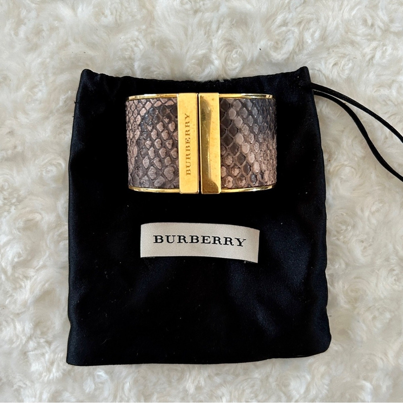 Burberry Python Skin Cuff Bracelet with Leather &… - image 3
