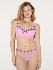 Victoria's Secret PINK Wink Push Up Bra & Cheeky Panty Set Pink Black Butterfly