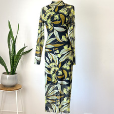 BY ANTHROPOLOGIE – PRINTED MESH MIDI DRESS – GUM LEAF – S