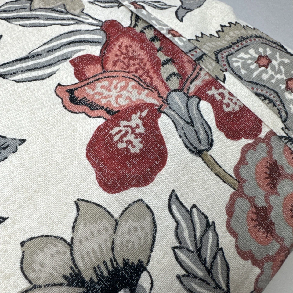 Pottery Barn Allegra Palampore King 被套 亚麻/棉 Persimmon 灰色 花卉 — 第 3/4 张图片