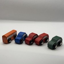 Wooden Train Track Cars & Bus Bundle Brio Bigjigs Compatible Vehicles Set