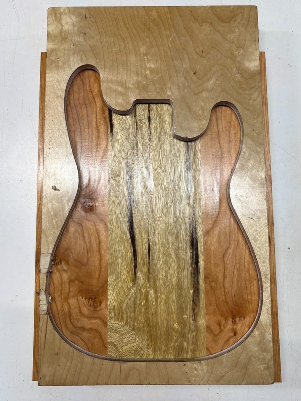 Cherry+White Limba Guitar Body Blank 21" x 15" x 1-3/4" (3-Pcs Glued Body)#67
