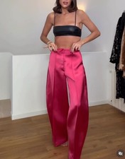 ZARA SATIN BALLOON TROUSERS FUCHSIA Size S M Ref 1255/552/630 Trending Blogger