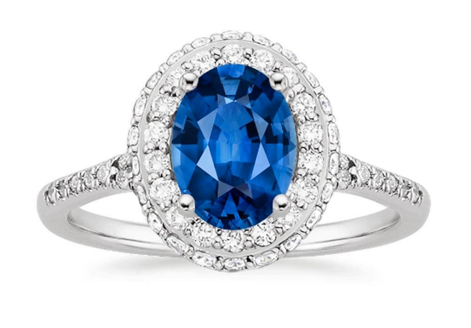 1.95 Ct Oval Cut Natural Sapphire Diamond Wedding Ring 14K White Gold Size 6