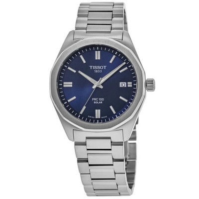 New Tissot PRC100 Solar Blue Dial Stainless Steel Men's Watch T151.422.11.041.00