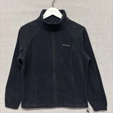 Columbia Black Full Zip Fleece Jacket Women's Size L Outdoors Walking Hiking