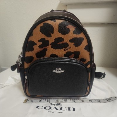 NWT COACH Women's Mini Court Backpack In Signature Leather Leopard Print CC757