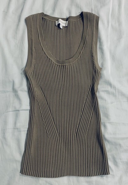WITCHERY Ribbed Knit tank top Size: XS Beige 