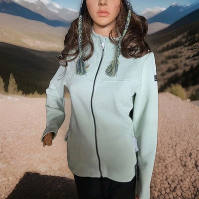 Killtec Womens Size 16 Ribbed Full-Zip Jacket Mint Green Mock Neck NWT