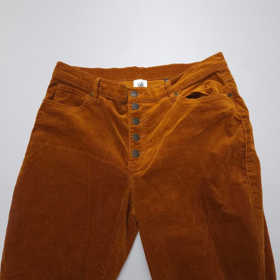 Pantalones ajustados Cabi Pana Botón Mosca para mujer 12 Marrón Suave Algodón Elástico 30" pulgadas Foto 4 de 4