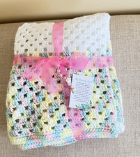 Handmade baby blanket NEW unisex 32"x32" Approx. Multicolor Coverlet
