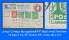 GB #B70a  - Jersey 1942, Registered RP47  4½d Puce.  FLAW Row 6/1