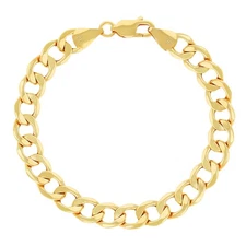 10K Yellow Gold 2.5mm-7.5mm Cuban Curb Link Chain Bracelet Men Womens 7" 8" 9"