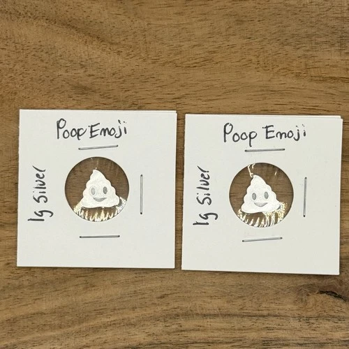 Lot Of 2 - 1g gram .999 Fine Silver Emoji Poop Round