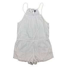 Aerie White Textured Halter Romper Tassel Tie Casual Summer M