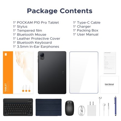POCKAM P10 Pro Android 16 Tablet 10.1 inch Tablet 48GB+128GB