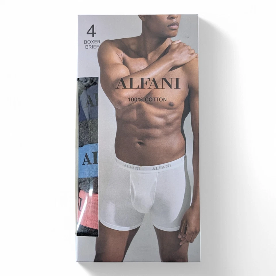 Мужские трусы-боксеры Alfani упаковка 4 шт. нижнее белье БЕЗ БИРОК впитывающие серые мульти размер XXL 2XL - Изображение 2 из 4