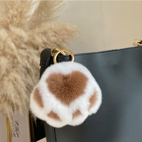 Rabbit Fur Pompom Keychain Ball Fluffy Fur Pendant Charm Bag Car Keyring - Picture 16 of 46