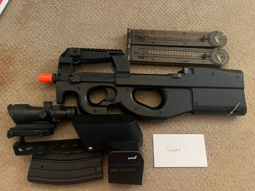 Echo 1 P90 Airsoft Gun with a 1000 Round Drum Magazine and ACOG scope