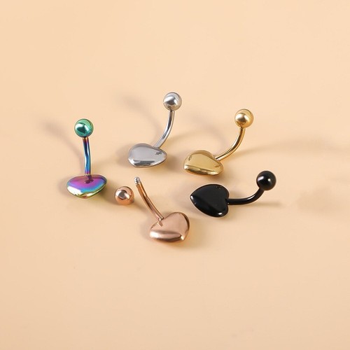 Heart Stainless Steel Navel Button Barbell Ring Piercing Jewellery Belly Bars - Picture 5 of 10