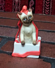 Bow Brummel by Irene Spencer Siamese Cat Ornament Christmas - Made by Roman 1989